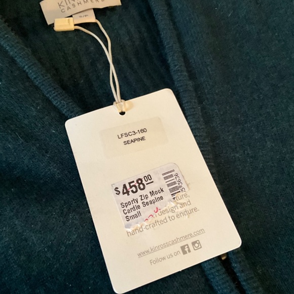 NWT  Kinross Cashmere sporty zip mock cardi - Picture 2 of 4